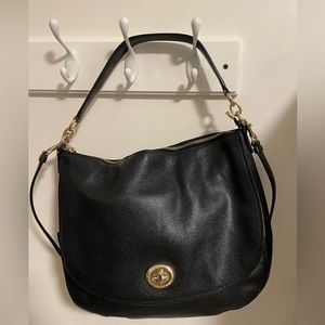 Coach 24771 Pebbled Leather Turnlock Hobo Crossbody Shoulder Bag